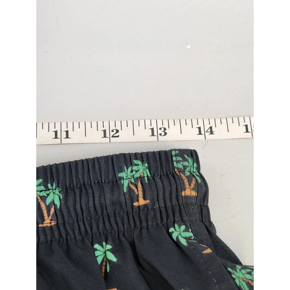 Kenny Flowers Swim Trunks Mens Medium Black Leopard Palm Tree Print Back Pocket